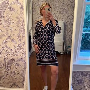 Hutch Quarter Sleeve Navy & Pink dress